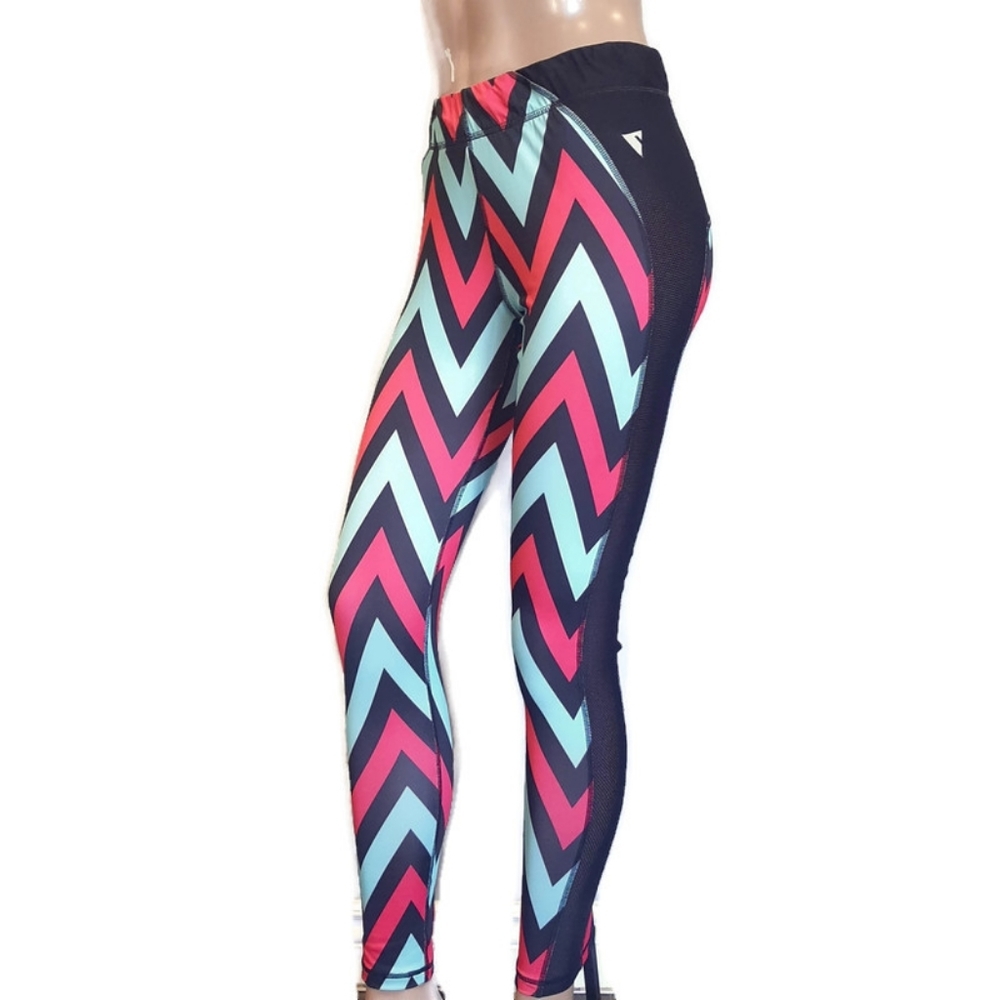 YAS Chevron Mesh High Waist Leggings w Pockets Drawstring Size XS